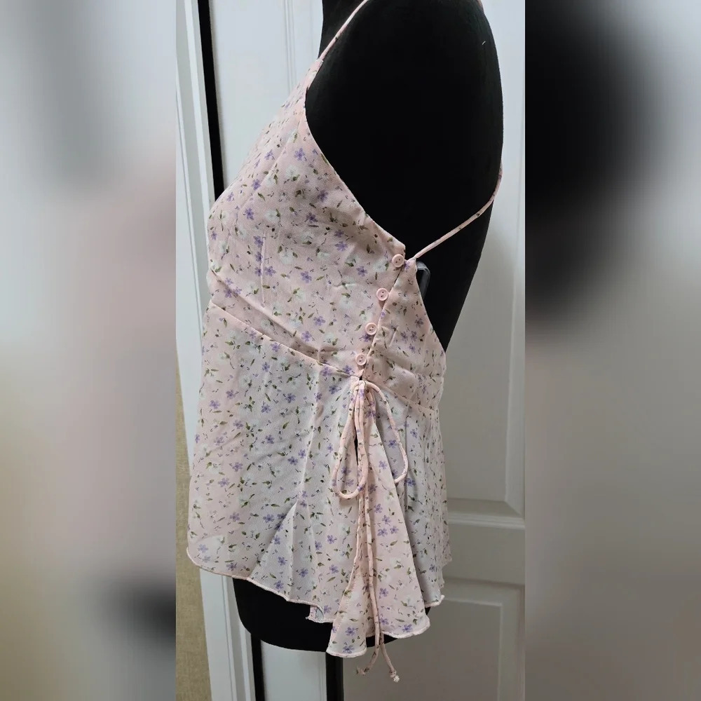 Floral Print V-Neck Criss-CrossBack Flare Tank Top #431-433 - Picture 11 of 11